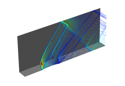 جریان مافوق صوت سه‌بعدی در یک کانال با یک دست انداز-کامسول