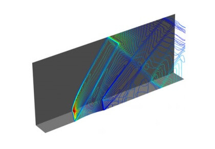 جریان مافوق صوت سه‌بعدی در یک کانال با یک دست انداز-کامسول