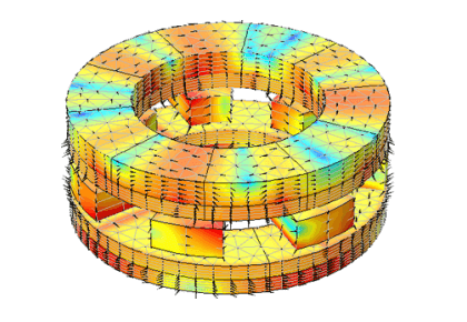 جعبه دنده مغناطیسی محوری به صورت سه‌بعدی-کامسول