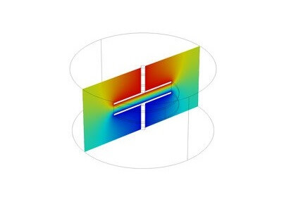 دامنه فرکانس مدل سازی یک خازن-کامسول