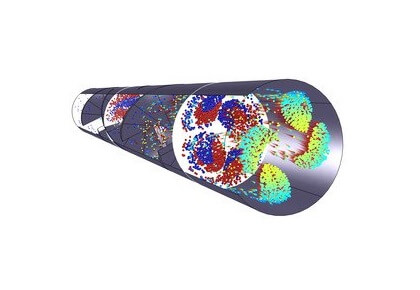 مسیر ذرات در یک هم‌زن ایستای لایه‌ای-کامسول