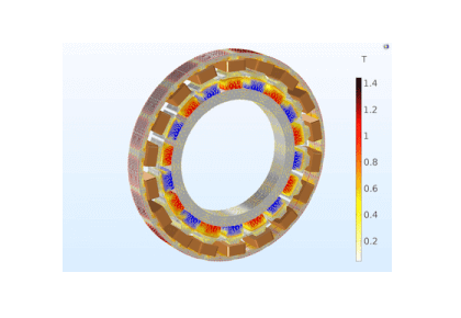 موتور آهنربای دائمی به صورت سه‌بعدی-کامسول