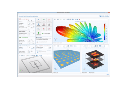 آرایه ترکیب‌کننده آنتن وصلۀ ریزنوار شکاف-متصل-کامسول