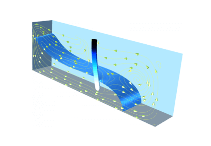 جریان دوفازی با تعامل سیال-ساختار-کامسول