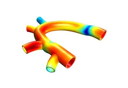 تعامل ساختاری سیال در شبکه‌ای از رگ‌های خونی - کامسول