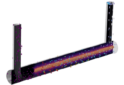 راکتور فرابنفش حلقوی با ردیابی ذرات - کامسول