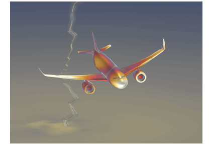 ولتاژ برق ناشی از رعد و برق یک سیم در هواپیما - کامسول