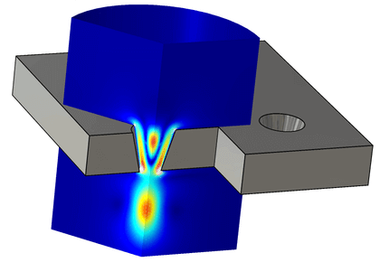 امپدانس انتقال غیرخطی یک روزنه مخروطی - کامسول