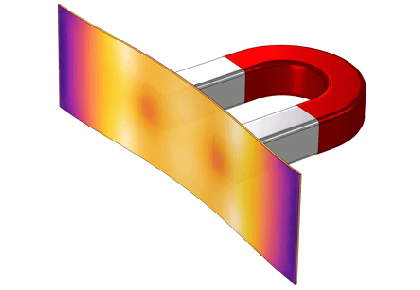 تغییر شکل صفحه آهنی توسط نیروی مغناطیسی - کامسول